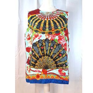 Dolce & Gabbana Sicilian Folklore Fan Print Jacquard Sleeveless Sz It 50